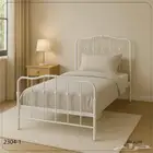 سرير حديد ابيض مع مرتبه جديد