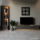 طاولة شاشة كبيرة شاملة الاضاءة رمادي مع بني
