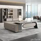 مودرن أحدث انيق طقم مكتب كبير 260سم دولاب مكتبي كنب كرسي