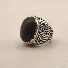 خاتم فضه حجر دم صياغه الشريف مقاس 19 عربي