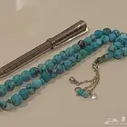 سبحة مسباح حجر فيروز سيناوي طبيعي