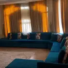 كنب ازرق كبير 5 قطع مع مخدات ( 550 ريال قابل لتفاوض )