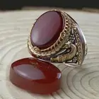 خاتم فضة عقيق يماني كبدي صافي أصلي