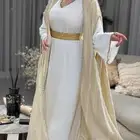 فستان العيد قطعتين تطريز كرستال حزام جلابيه