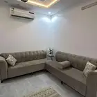 كنب حرف L مستخدم نظيف مع السجاد 600