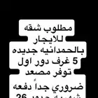مطلوب شقه للايجار بحي الحمدانيه جديده دور اول توفر مصعد