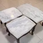 كنب خشب ملكي نضيف كامل مع طاولات رخام وطاولته تلفزيون