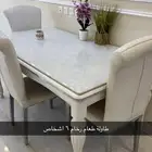 طاولة طعام رخام 6 اشخاص نظيفه وغير مستعمله كثير