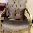 اثنين كرسي فخم كلاسيك رمادي مع خداديات