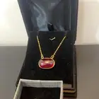 سلسال وخاتم جديد لم يستخدم فضه مطلي ذهب بحجر ياقوت هندي