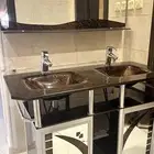 للبيع اثاث مغسله حوضين بخلاطاتها وعربيه قزاز واستيل