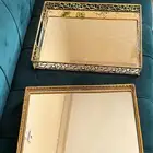 صواني زجاجيه مع ايطار ذهبي