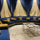 كنب كامل بملحقاته   4 ستائر   الطاولة  الفرشه