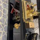طاولات فخمه بني محروق وقزازه سوداء 6قطع