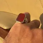 خاتم من العقيق البمني قص مربع