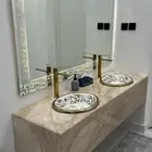 مغسله حوضين رخام طبيعي