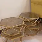 طارلات خدمه صغيره العدد 4 قزاز شفاف اطراف ذهبي