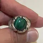 خاتم فضة بحجر الملاكايت الطبيعي