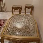 طاوله كبيره مع اثنين صغير زاويه خشب زان