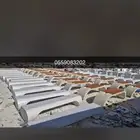 كراسي خرسانية حاويات نفايات وطاولات جلسات خرسانية
