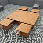 طاوله خشب قوي وثقيل   4 طاولات جانبيه   درجين تخزين