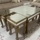 طقم طاولات مكونه من 5 قطع خشب ومرايا