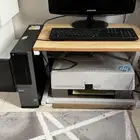 جهاز كمبيوتر مكتبي مع لوحة مفاتيح وصندوق وطابعه