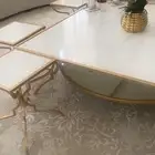 طاوله ضيافه مقاس 120 120 مع 6طاولات خدمه حديد مع سطح راخام