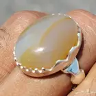 خاتم فضه بحجر عقيق يمني مميز المقاس 20