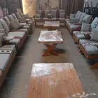 طقم خشب و حديد كراسي طاولات مقاسات