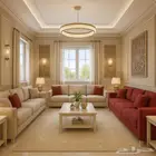 تصميم داخلي لغرفة معيشة في مدينة جدة