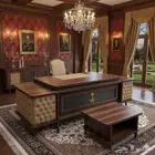 مودرن مكاتب فخمة ملكي لون بني مكتب جلد طقم كامل كنب كرسي