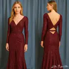 فستان عنابي مناسبات