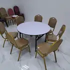 طاولات افراح خشب ملبس جلد مقاسات متعدده وكراسي افراح ممتاز