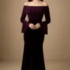 فستان مخملي فاخر بلون عنابي