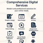 خدمات إلكترونية شاملة  تصميم  محتوى  بحوث  تلخيص  CV