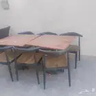 نافوره سوريه حجر وسيراميك وطاولات2 وكراسي 6للبيع