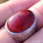 خاتم فضه بحجر عقيق يمني قديم مقاس 22