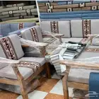 جلسات الخارجية خشب و حديد مع طاولة