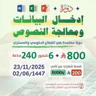 دورة ادخال بيانات ومعالجة النصوص 6 اشهر