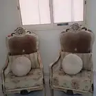 قطعتين كنب استقبال كلاسيك خشبي مقاس كبير