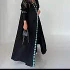 عباية قماش كريب ملكي مع قماش استرتش قصة كلوش مع طرحة مطرزة