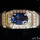 خاتم رجالي ذهب عيار 18 مرصع بزفير 1CT وألماس 0.5CT