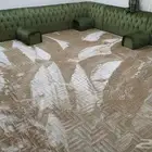 مجلس باطرمه مخمل أخضر نظيف مع موكيت للبيع