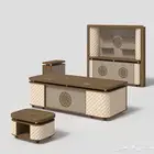 مكتب طقم فخم جلد و مكاتب سكرتارية موظفين اثاث مكتبي و كراسي