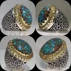 فيروز نيشابوري حسيني اخضر شبكي بعروق ذهبيه