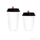 كاسات بلاستيك شفاف مع الغطاء