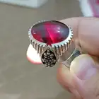 خاتم فضه بحجر عقيق يماني كبدي مزعفر