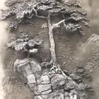 نحت مجسمات وعمل شلالات