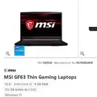 لابتوب قيمنق MSI GF63 بحالة الوكالة ترقية رامات 16GB جديدة